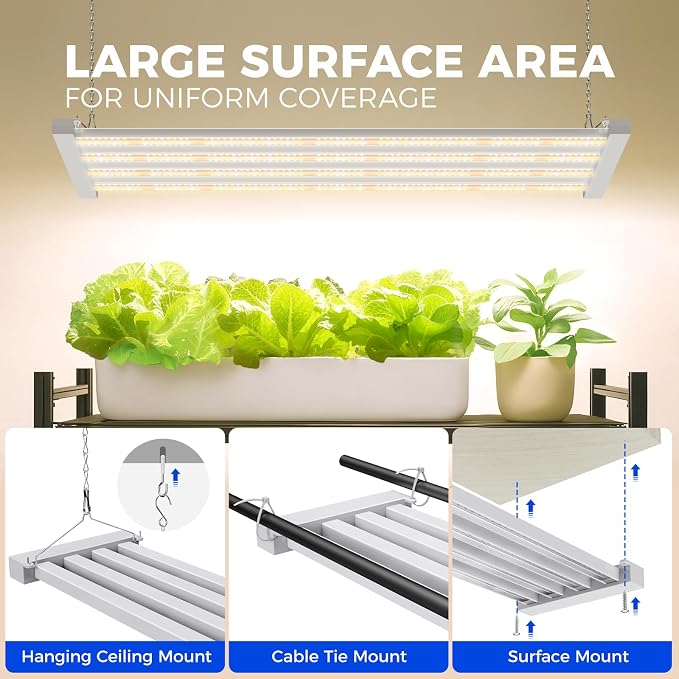 Barrina TX-L63 3FT LED Grow Light, 63W, 4 Panels Wider Coverage, High PPFD | Full Spectrum with 730nm IR LEDs, High PPFD, Linkable to 5, Hanging Plant Lights for Indoor Greenhouse, Veg, Seeding, 1 Pack