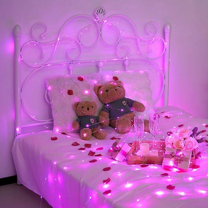 JMEXSUSS 200 LED Room Fairy Lights, 66 ft Pink Lights Outdoor Waterproof | 8 Modes Pink String Lights Indoor with Wheel, Remote Control Twinkle Christmas Lights Plug in for Christmas bedroom Decor