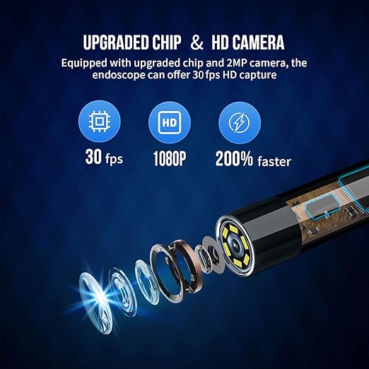 NIDAGE Wireless Endoscope Camera with Light HD Waterproof WiFi Borescope Flexible 5.5MM Automotive Snake Inspection Camera Compatible Android and iOS Smartphones, iPhone, iPad, 4.92FT