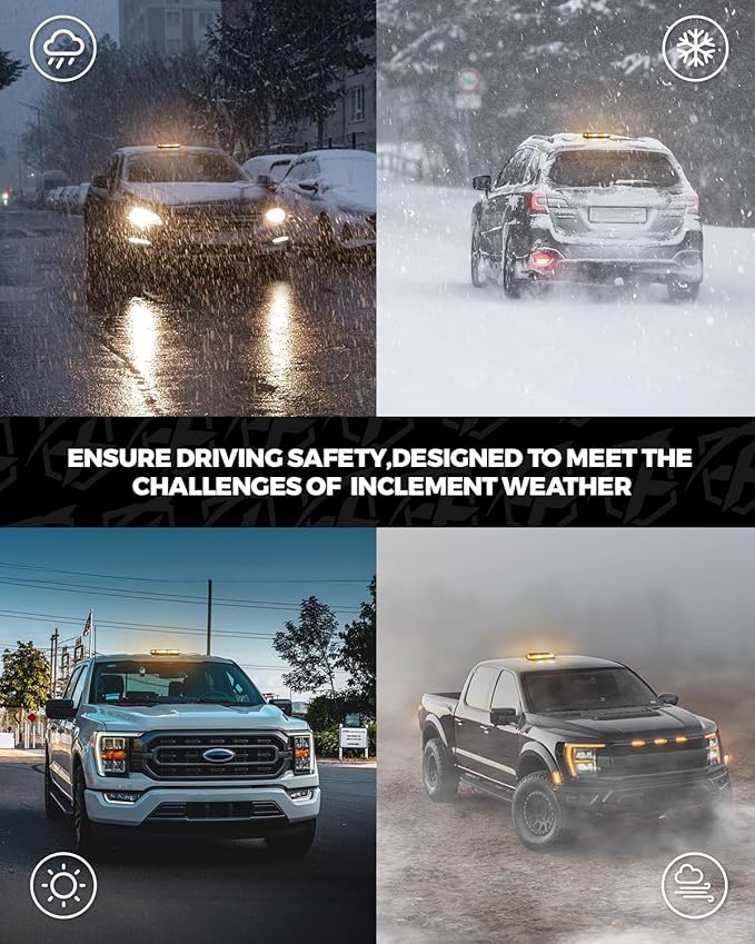 Xprite 300% Bright 108 LED Roof Top Strobe Light, US Flag Pattern Emergency Safety Warning Mini LED Strobe Lightbar w/Magnetic Base for 12-24V Construction Vehicles, Trucks, Snowplows, Amber White