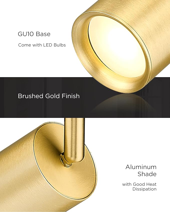 FEMILA Modern Track Lighting, 3000K Bulb Included | Adjustable-height LED track light with a 180° arm, 90° tilt, and 350° rotation for bedside and office lighting