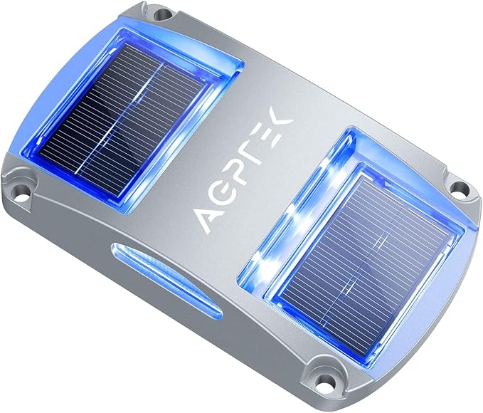 AGPTEK Solar Driveway Light 1 Pack, Outdoor Deck Dock Marine Waterproof | LED Solar Powered Driveway Marker Lights for Warning Step, Sidewalk, Pathway, Garden, Yard (Blue Light)