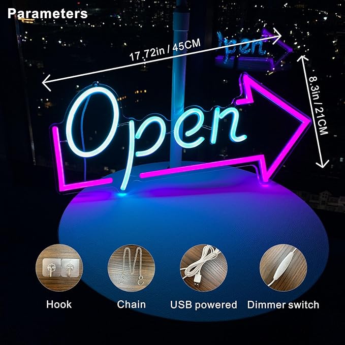 OPEN Neon Sign for Business，18"x8.3" Neon Open Signs for Business with ON/OFF Switch for Storefront Window Glass Door Shop Store Florists Bar Salon Cafes Restaurant