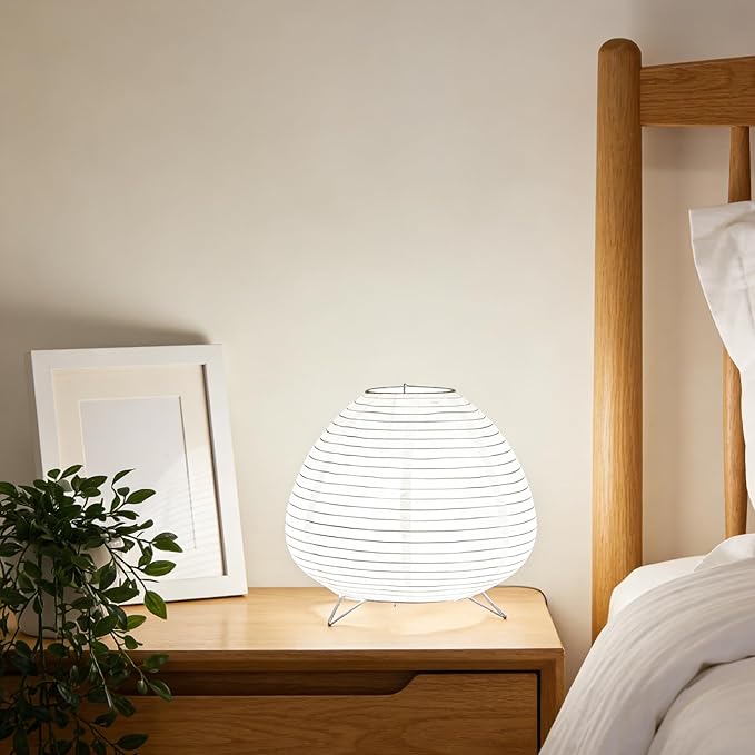 Small Paper Lantern Lamp, Japanese Paper Table Lamp with 3 Color, Cute Rice Paper Lamp for Desk Bedroom Bedside (e12 Bulb Base) Bulb Included