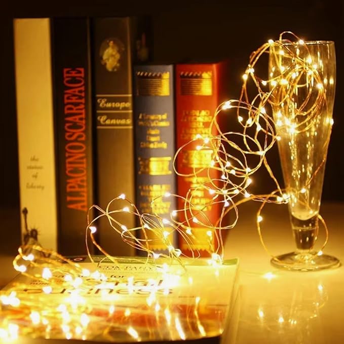 Warm White Fairy Lights Battery Operated - 2 Pack 16.4ft 50 LED | Starry Fairy Lights , 8 Modes Waterproof with Timer for Indoor Outdoor Bedroom Party Holiday Christmas Decor, Copper Wire