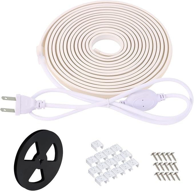Flexible COB LED Strip Lights Waterproof LED Light Strip 16.4FT | AC 110V Warm White Strip Lighting 5m 320LEDs Super Bright Cuttable LED Rope Lights for Bedroom Indoor Cabinet