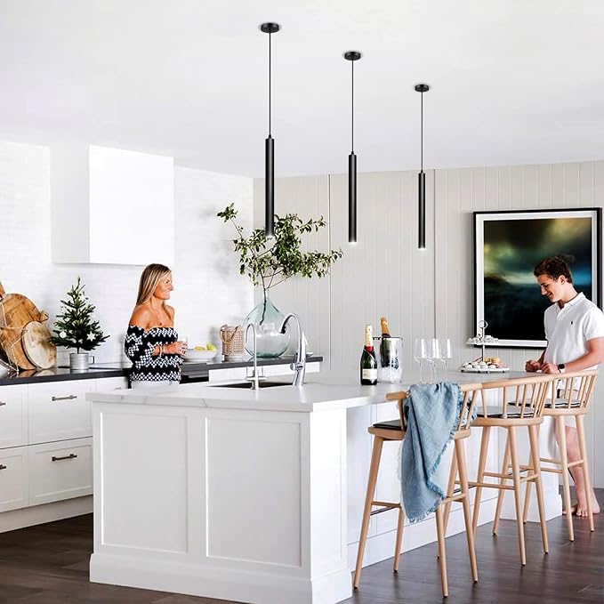 Modern Pendant Lights, 3 Color Temperature Adjustment LED Dimmable Pendant Light Fixtures, 2700K/4000K/6000K Pendant Lighting for Kitchen Island,Bar,Bedroom, 15.7inch, ETL, 1 Pack
