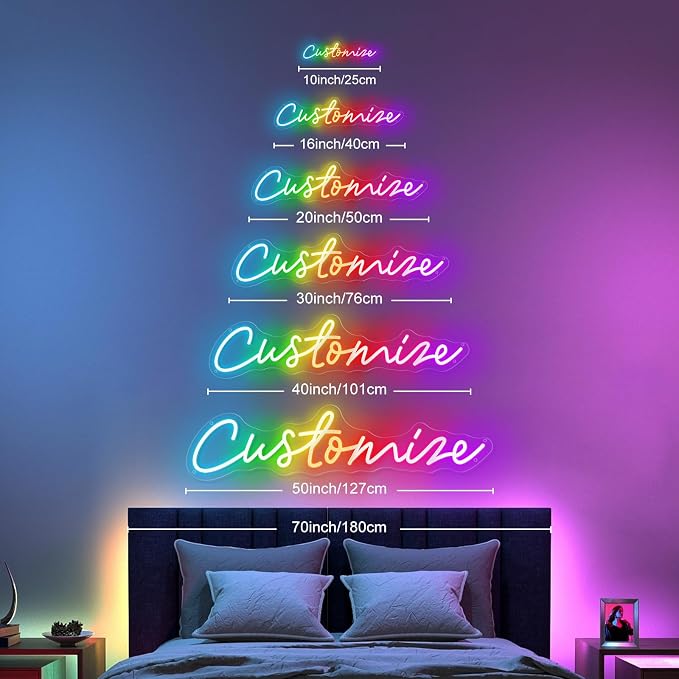 Custom Neon Sign RGB Rainbow Color Neon Light,LED Neon Sign Customizable | Personalized Colorful Neon Sign for Wall Decor,Wedding Birthday Party Gift, Bedroom Bar Game Room Decor