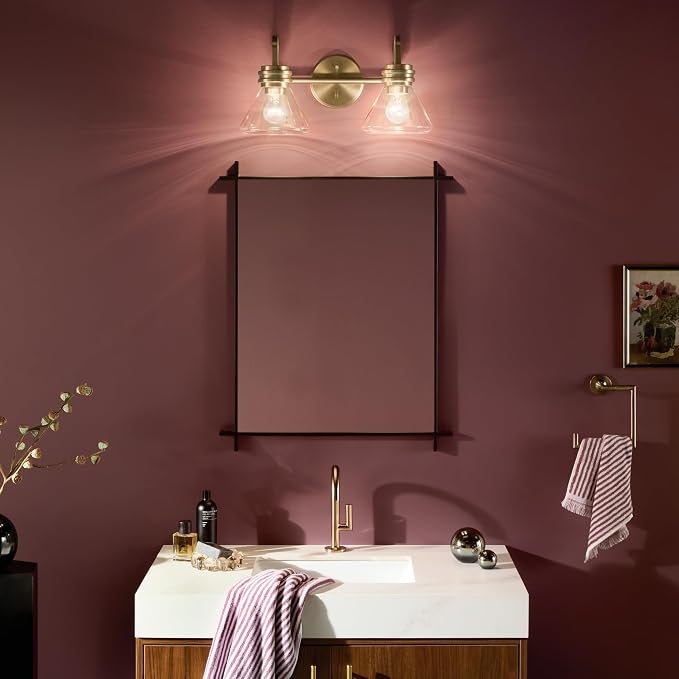 Kichler 6-Light Bathroom Vanity Light, Brushed Nickel | Round bath bar vanity light for damp locations and mirrors (36" x 4.75"), 5018NI