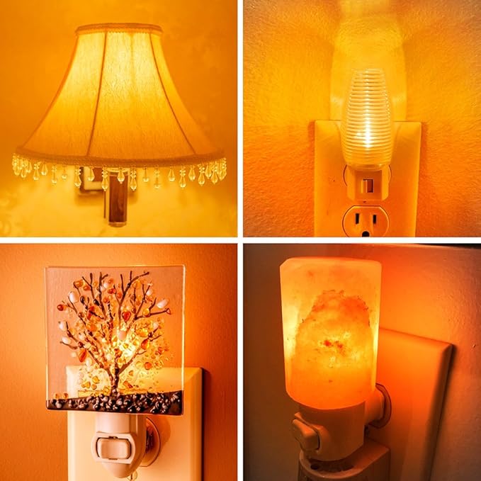 Emotionlite Night Light Bulbs, Amber LED C7 Bulb, 4W-7W Equivalent, E12 Candelabra Base, Salt Lamp and Nightlight Replacement Bulb, 0.5W, Amber Yellowish 2200K, 50LM, 30 Pack
