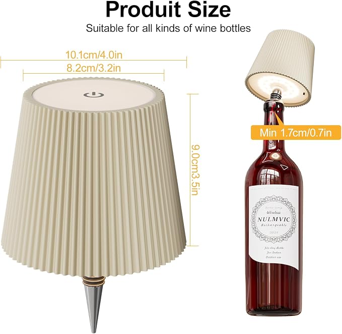 2 Pack Wine Bottle Lamps, 2026 New 3 Color Rechargeable Wireless Bottle Lamps, Bottle Light for Liquor Bottles with Touch Dimming for Parties, Restaurants & Home Decor（Khaki）