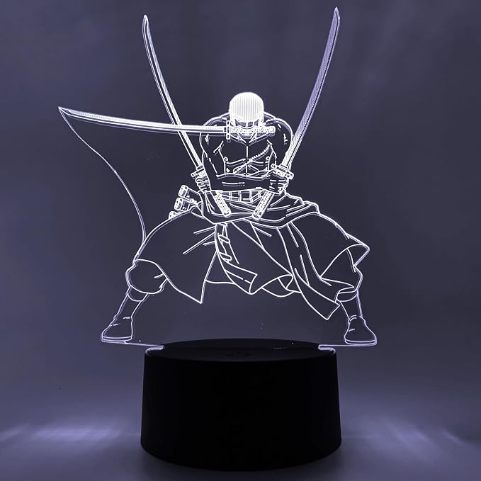 Otaku Lamps Zoro One Piece – Anime Lamp Figure Night Light, 16 Color RGB LED – 3D Anime Room Décor Gift for Otaku