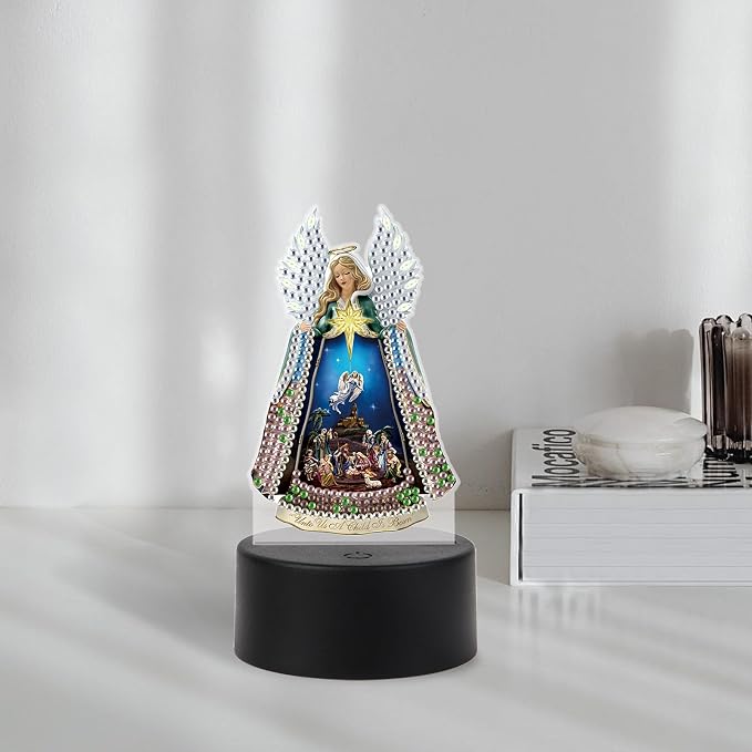 JISHSHAY Diamond Painting Night Light Diamond Art Table Lamps Gem Art LED Lights Gem Painting Desk Lamp Mosaic Kits for Adults DIY Kits for Adults Paint by Numbers Virgin Mary Madonna