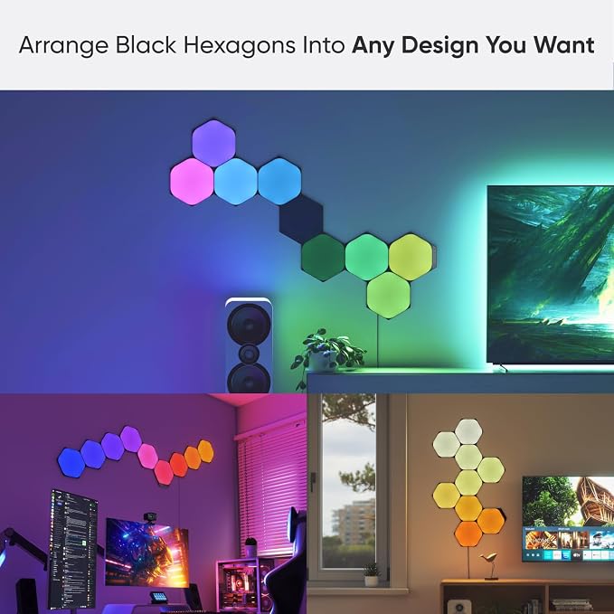 Nanoleaf Shapes Hexagon Lights, Smart RGBW LED Wall Light Panels, 9PK | Compatible with Alexa Google Assistant, Home Wall Decor for Living Room with Music Sync, Smarter Kit