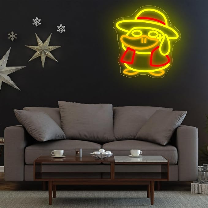 Duck Neon Sign for Wall Decor Cartoon LED Light for Man Cave | Dimmable cartoon duck neon light, bedroom, club bar dorm decor, birthday gifts for kids, size 13.7*12.5 in