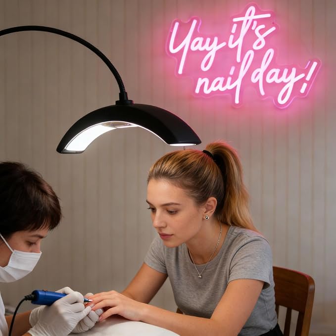 Yay It's Nail Day Neon Sign Pink LED Sign for Nail Salon Beauty Room | Dimmable Nail Day Sign for Girls Bedroom Nail Technicians Beauty Lovers Nail Workspace Nail Station Manicure Room Makeup Room
