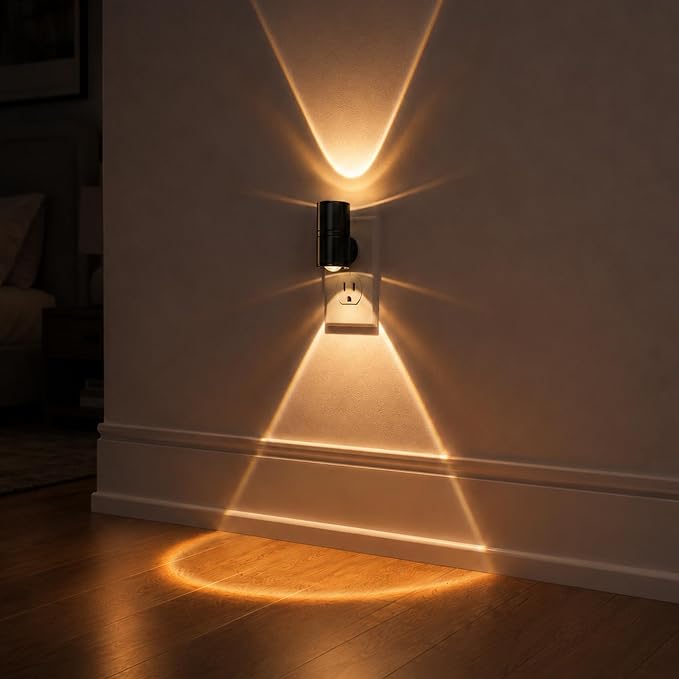 L LOHAS LED Night Lights Plug into Wall,Light Sensor, Projector Night Light | 180°Rotating Nightlight,10/50/100LM Dimmable,Soft White,Dusk to Dawn,Ambient Lighting Mini for Bathroom,Decor,Kids,Gift,1Pack