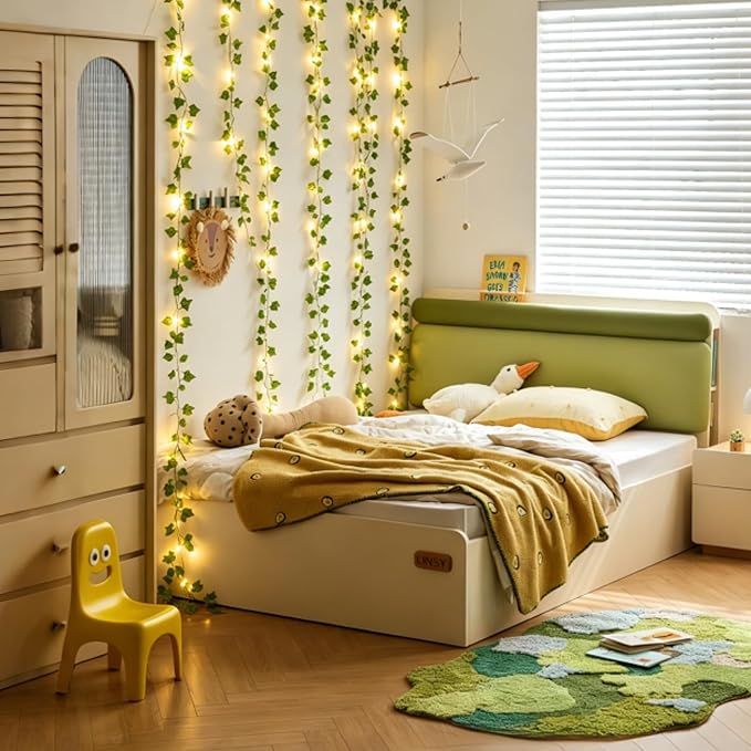 9.8Ft x 6.5Ft 200LED Vines Fairy Lights with Remote,Artificial Plant Fake Ivy Curtain String Light For Home Bedroom Living Room wall Wedding Christmas Party Office Coffee Farmhouse Dorm outdoor Decor