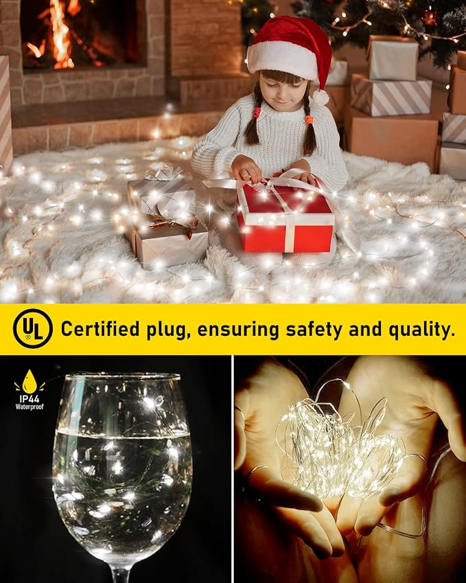 KNONEW 400FT 1200LED Green Wire Outdoor Fairy Lights Plug in Cool White | Timer,Memory,Dimmable,Remote,Waterproof,Green Wire,Invisible in Greenery,for Garden,Wedding,Party, Indoor/Outdoor, Christmas