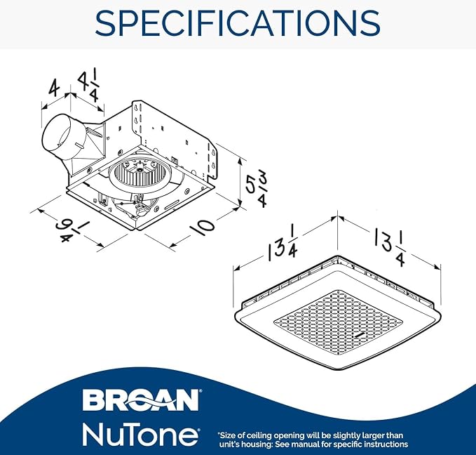 Broan-NuTone AER110RGBL ChromaComfort 110 CFM Ventilation Fan with 24 Color Selectable LED, 1.5 Sones, ENERGY STAR Certified, White