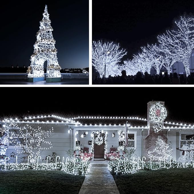 66ft 200 LED Outdoor String Lights, White Fairy Lights Battery Operated with Remote, Led Twinkle Lights for Bedroom, Wreath, Patio, Tapestry, Backyard, Garden, Christmas, Party, Indoor