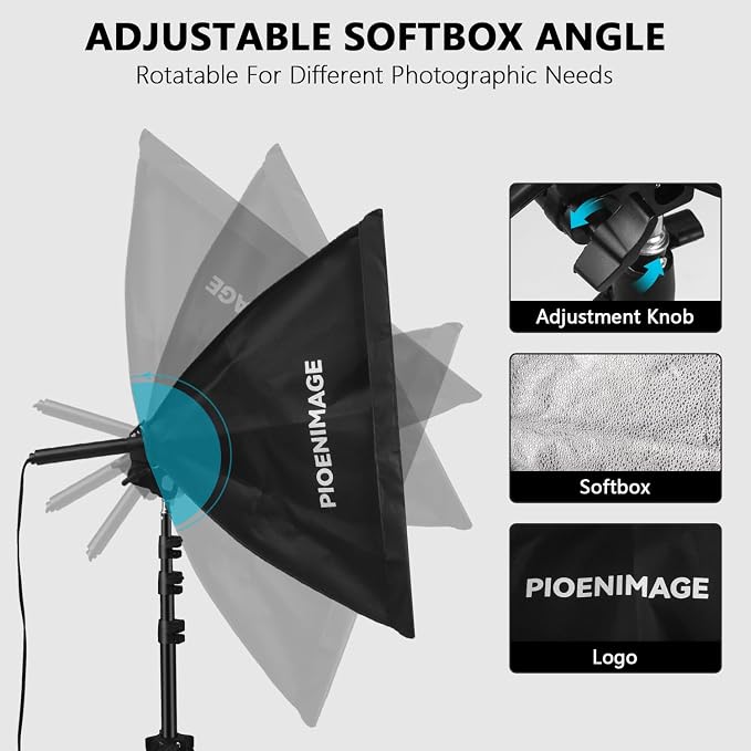 Softbox Lighting Kit, Softbox Photography Lighting Kit, 2Pcs | 17in Soft Box Lighting Set, Photography Lights, 85W 2700-6500K LED Bulb, Studio Lights for Portrait, Video Recording