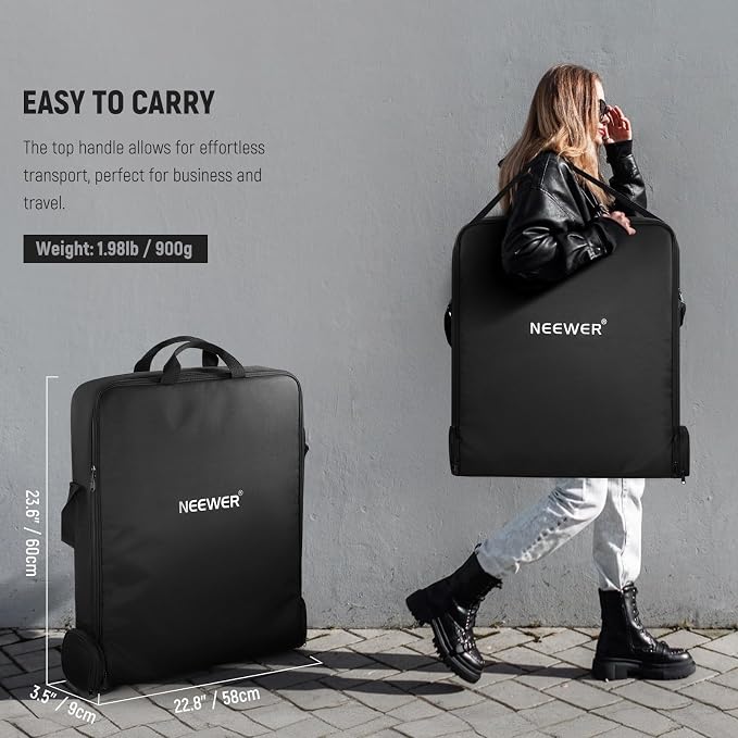 NEEWER 18" Ring Light Carrying Bag with Separate Storage Bag Expandable for 30.7"/78cm Folded Light Stand Tripod, 23.6"x22.8"/60x58cm Lightweight Nylon Protective Bag for Ring Light with Stand, RU-009