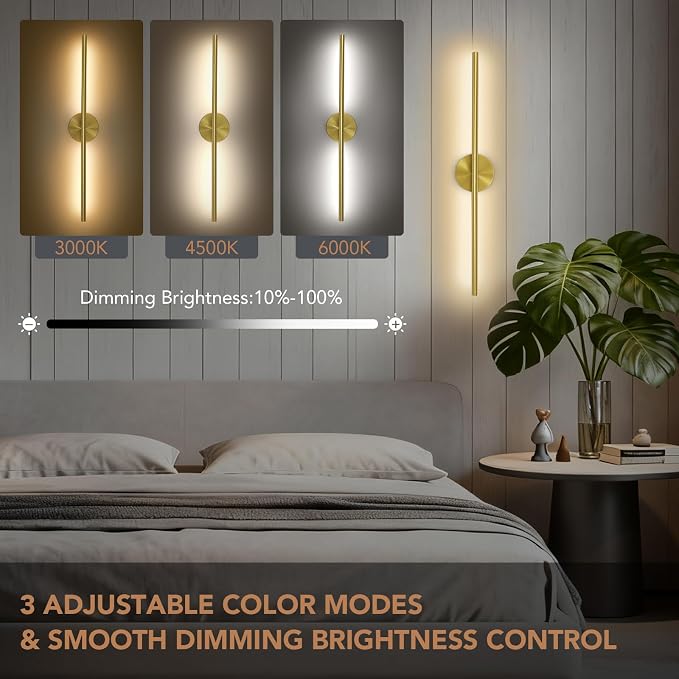 TONYFUL Battery Operated Wall Sconce Set of 2, Rechargeable Wall Lamp with 6000mAh Dimmable Bulbs and Remote, 3000K-6500K LED Wireless Wall Lights for Bedroom, Living Room, Hallway Decor, Background