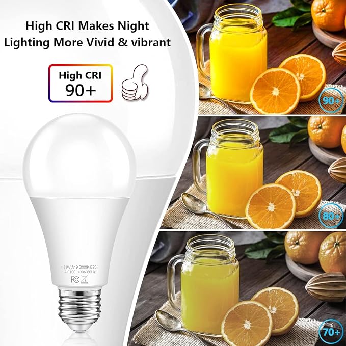 Dusk to Dawn Light Bulbs Outdoor 100 Watt Equivalent, 11W Automatic On/Off Sensor Light Bulb Daylight 5000K, A19 Outdoor LED Light Bulbs Photocell for Porch Garage Yard Security, E26 Base, 12-Pack