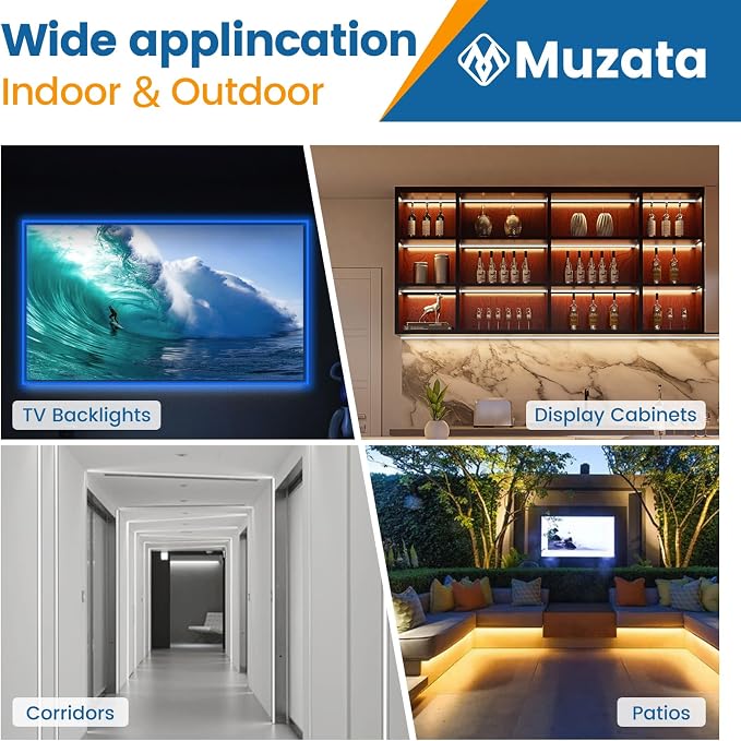 Muzata 12 Pack 16.5" Square Aluminum Rope Light Track U122 | Fits 6mm Rectangle Rope Lights, Durable Aluminum Protection, Improved Heat Dissipation, Versatile Lighting Applications