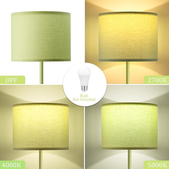 60'' Modern Floor Lamp with Shade, Tall Lamps for Living Room, Bedroom, Office, Dining Room, Light Green Lampshade(Without Bulb)