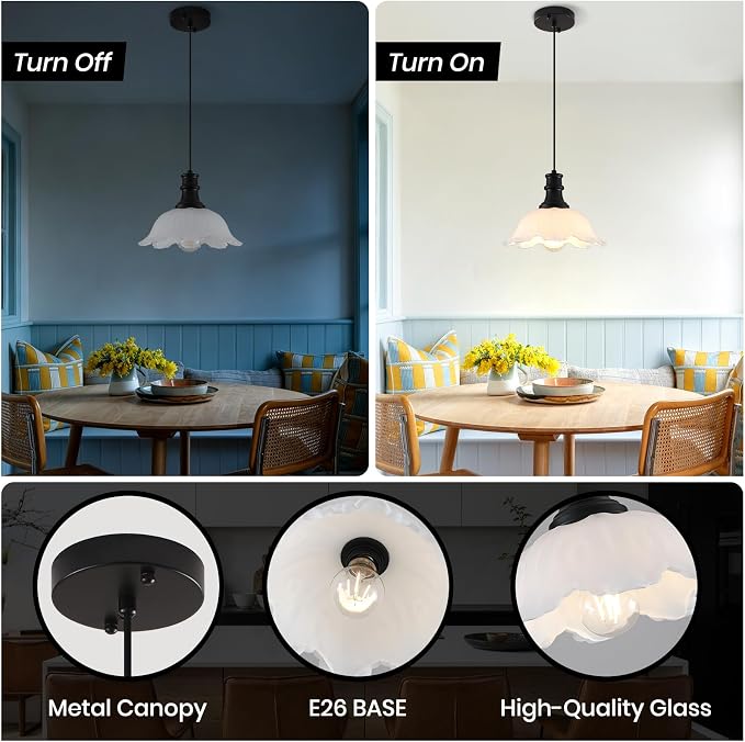 White Pendant Light, Kitchen Pendant Light Over Island, Island Lights for Kitchen, Flower Pendant Light Fixture, Vintage Pendant Lighting for Kitchen Island, Dining Room