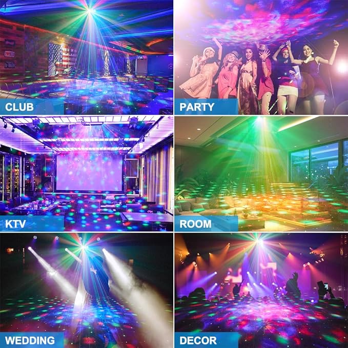 Party Disco Light, 5-in-1 DJ Stage Light Ocean Star Projector with Remote | Music Sound Control for Parties Birthday Christmas Gift Wedding KTV Bar Club Home Room Decor Lighting