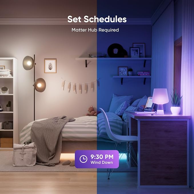 Nanoleaf Essentials Smart Light Bulbs, Matter LED Bulbs A19 E26 60W 2PK | Work with Alexa & Google Home, WiFi Lighting Bulbs with 16M+ RGBTW Color Changing, Music Sync, 1000lm