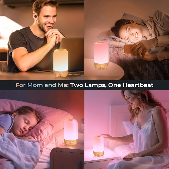 Tikkitouch Long Distance Touch Lamp, Gift for Couples & Family, Set of 1 | WiFi and Bluetooth setup, app control, touch activated, 16 million colors, for Mom Friend, share moments across any distance