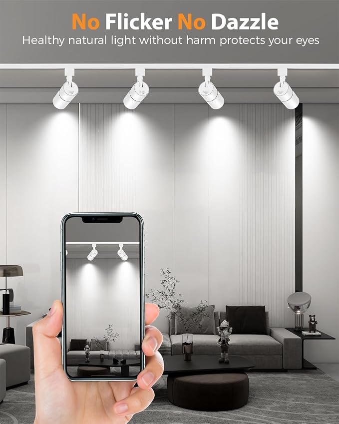 L Type Track Lighting Heads 10W, 3-Color Zoomable, 4 Pack, White | Dimmable | 3000K 4000K 5000K Selectable | Beam Angle Adjustable LED Track Light Heads | 1000lm Bright