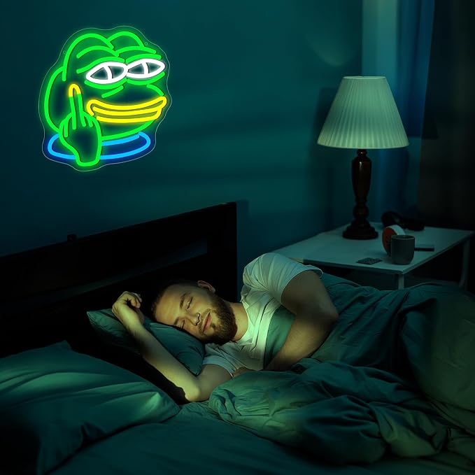 Frog Neon Sign for Wall Decor Funny LED Light for Man Cave | Dimmable frog neon light, bedroom, bar dorm decor, birthday gifts for man kids, size 11.6*11.2 in