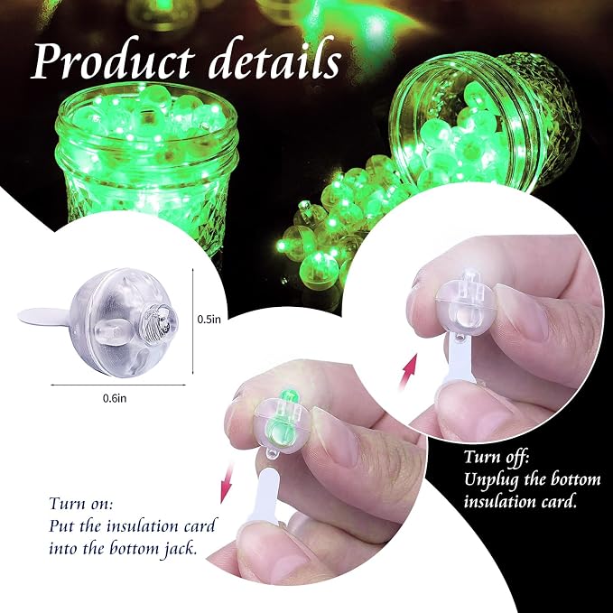 200pcs Balloon Lights Warm White Mini LED Lights Round Long Standby Time Multicolor Ball Lamps Paper Lantern for Easter Birthday Party Christmas Halloween Decoration Green