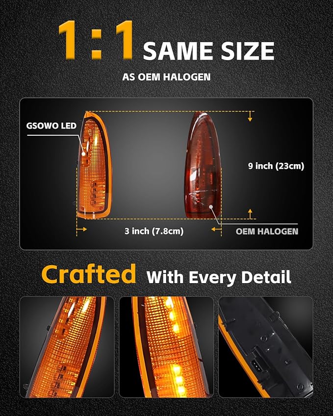 2 PCS LED Side Mirror Marker Lights for Fo-rd 2003-2007 F250 F350 F450 F550 Super Duty / 2000-2005 Excursion, LED Sequential Side Mirror Turn Signal Lamp Assembly, Amber Lens