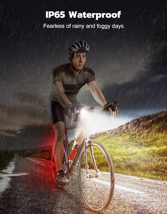 Bike Lights for Night Riding, USB Rechargeable Bike Lights Front and Back, Waterproof IP65 Bicycle Light, 4+6 Modes Bike Headlight and Tail Light Set,1.5 Hrs Fast Charging, Easy to Install
