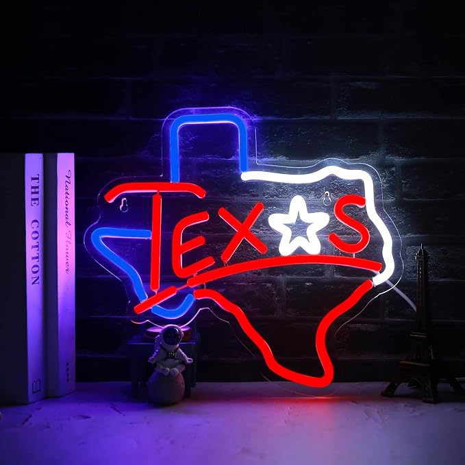 Texas Neon Sign USB Powered for Room Decor Texas Longhorn Neon Sign Lone Star Neon Light Sign Dimmable for Man Cave Bar Wall Art Birthday Gift 12.8 * 12 Inches