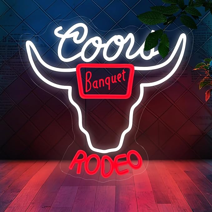 Western Decor Beer Neon Sign - 10 Brightness Adjustments Usb Powered, Neon Beer Signs, Sign Beer, Bar Club Bull Led Wall Decor, Cow Skull Light, White Red