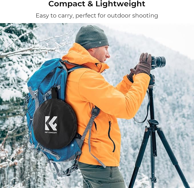 K&F CONCEPT Light Reflector with Grips, 43"(110cm) 5-in-1 Photography Diffuser Collapsible Portable with Grips for Studio and Outdoor Lighting Gold Silver White Black Translucent