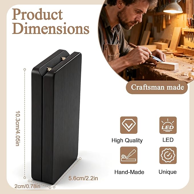 Wooden Engagement Ring Box For Proposal Valentine's Day Jewelry Gift Box Wood Rotating Wedding Day Ring Box With Led Light Gift Packaging(Black Oak (Painted Finish))