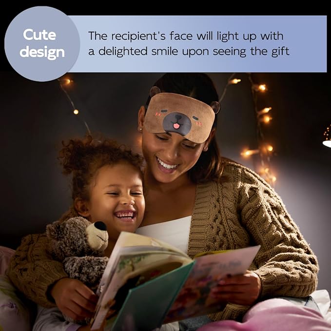 Cute Sleep Masks Cartoon Capybara Eye Mask Plush Sleeping Mask & Travel Blindfold Funny Novelty Eye Shade for Women Men (Capybara)