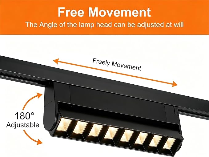 5 Color Linear H Track Lighting Heads Dimmable, Black 20W 4 Pack | LED Track Lighting Fixtures Ceiling Grille Light, H Type Track Heads Compatible with H Track Lighting Rails