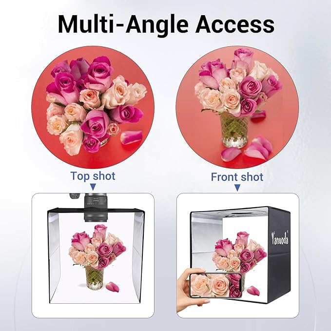 Portable Photo Light Box 16x12x16 Inch - 180 LED Professional Photography Studio with CRI 97, 3 Color Modes, Dimmable Shooting Tent Kit, 6 PVC Backdrops for Jewelry Food Product Photography