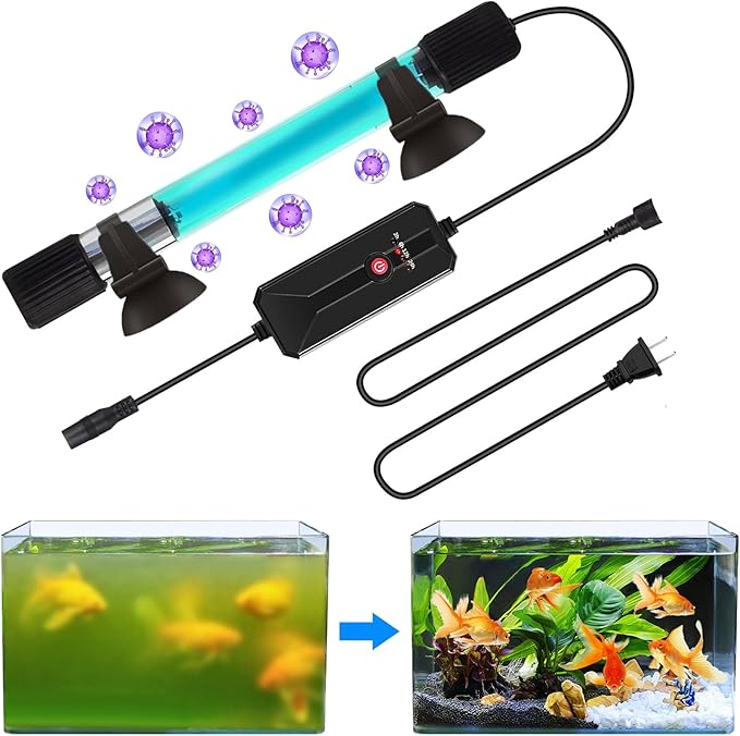 Clean Light for Aquarium，11 W&13 W Fish Tank Clean Light with Timer,Aquarium Green Killing Machine Waterproof Clean Submersible Lamp for Pond,Swimming Pool,Indoor