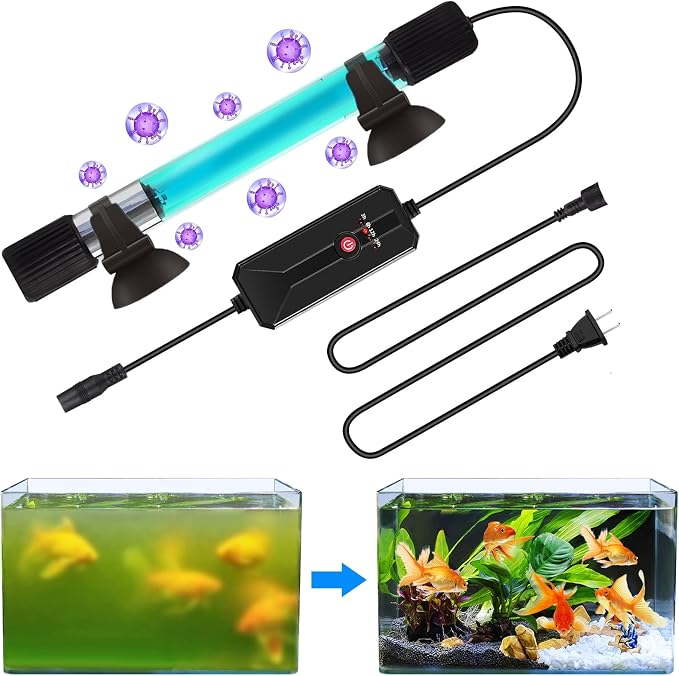 Clean Light for Aquarium，13 W Fish Tank Clean Light with Timer,Aquarium Green Killing Waterproof Clean Submersible Lamp for Pond,Swimming Pool,Indoor