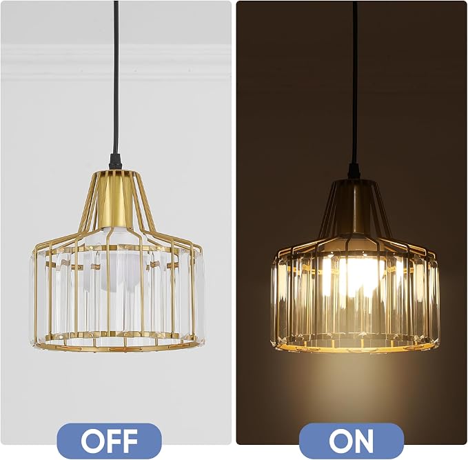Battery Operated Pendant Lights,Rechargeable Pendant Light with Remote,Gold Pendant Light Fixtures for Kitchen Island,Modern Crystal Hanging Lights for Bedroom,Dining Room Hallway Entryway